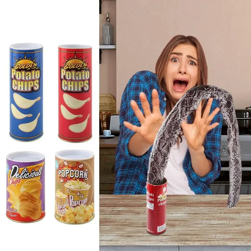 Juguete serpiente saltarina en envase simulando snack