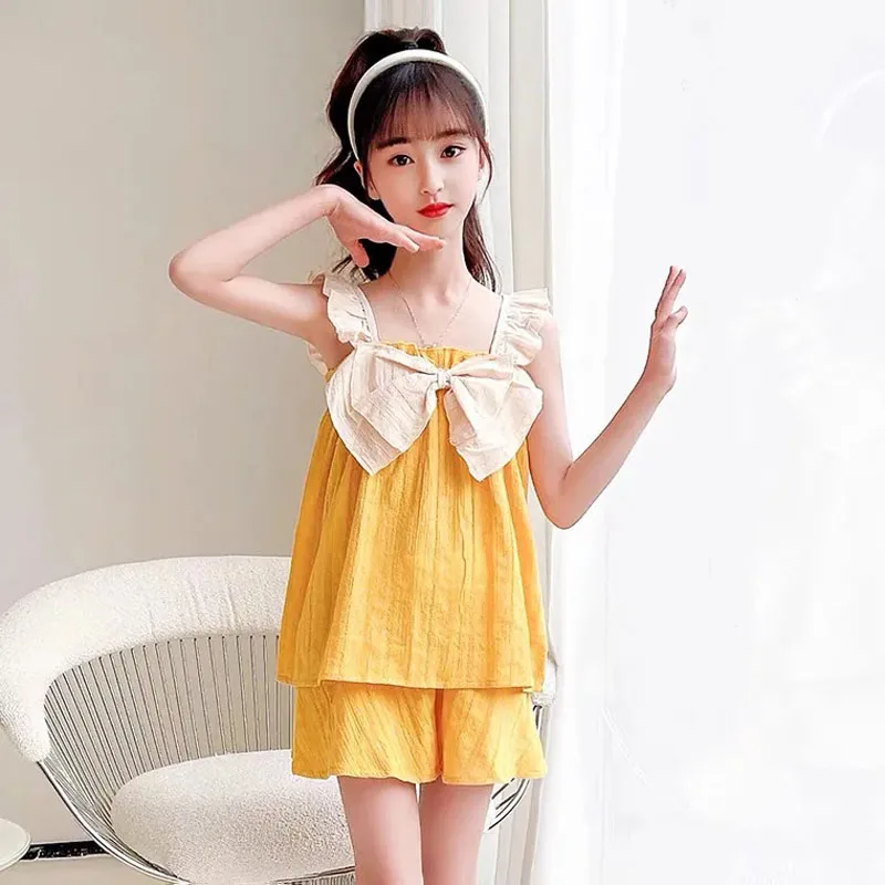 Pijama de tirantes en algodón con lazo para niña – Estilo princesa - imagen 3