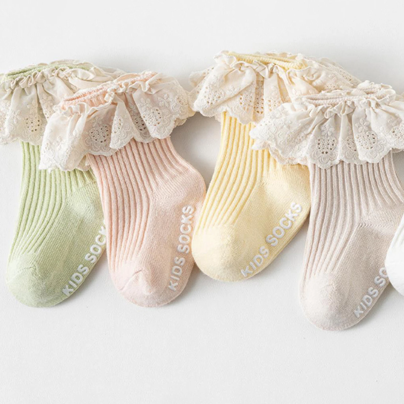 Calcetines altos antideslizantes con encaje y volantes princesa niña - imagen 5