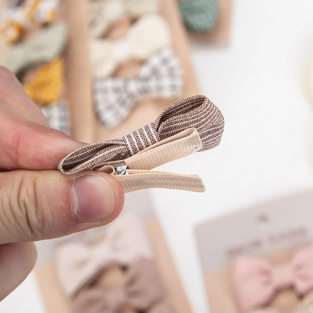 Pinzas para el cabello niña con lazos a cuadros suaves - imagen 3