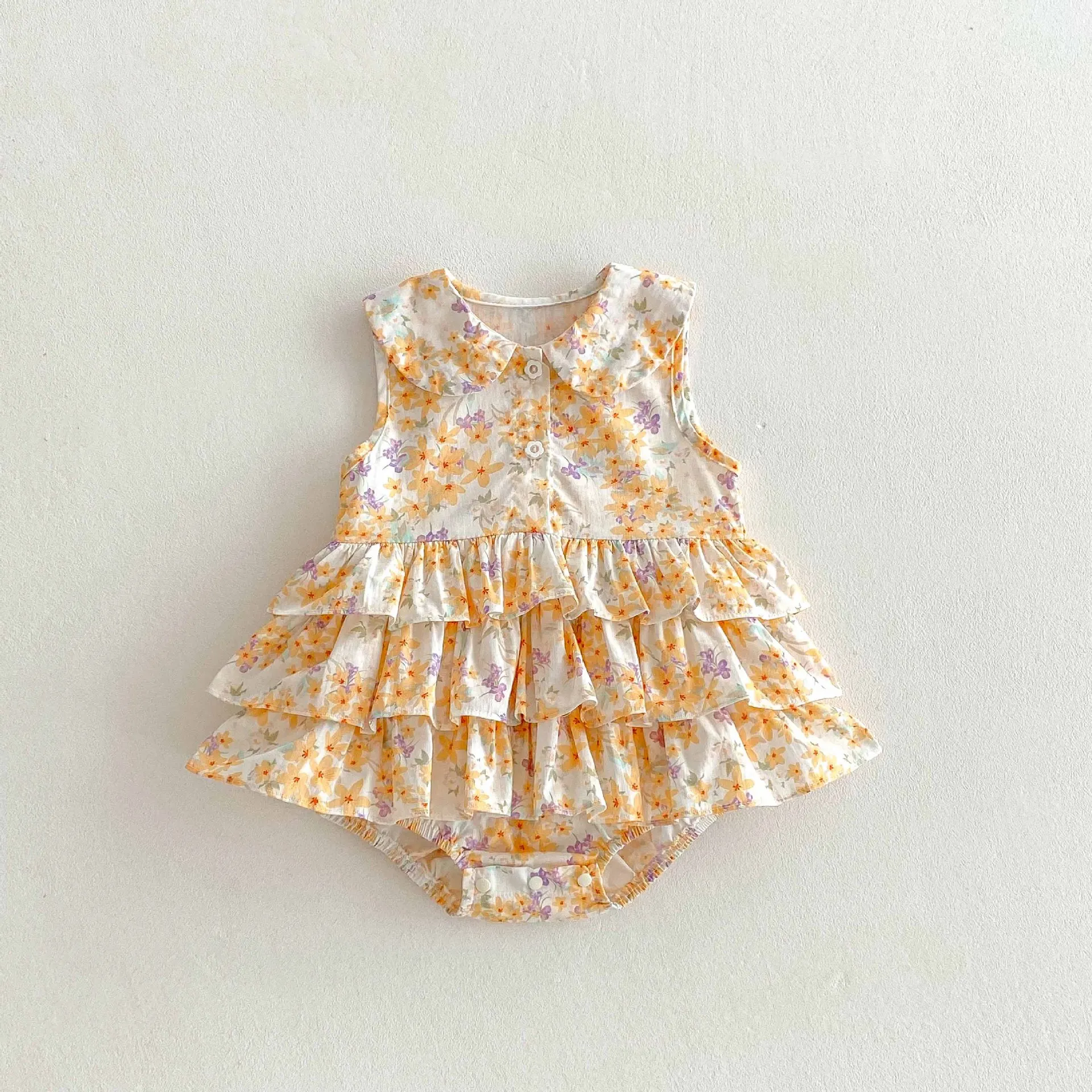MILANCEL Mono bebé de verano floral con cuello Peter Pan