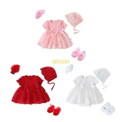 QX2D Conjunto de atrezos para fotos de bebé en encaje con capucha