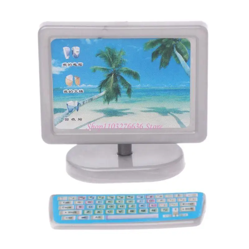Escritorio de muñecas mini con PC y fax para niñas - imagen 3