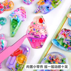 Pegatinas 3D kawaii con purpurina de comida para decorar