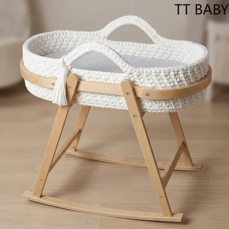 Cesta moisés de mimbre artesanal con cambiador impermeable
