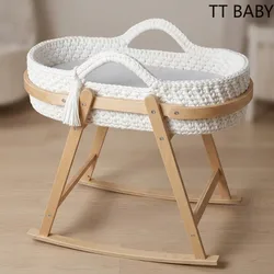 Cesta moisés de mimbre artesanal con cambiador impermeable