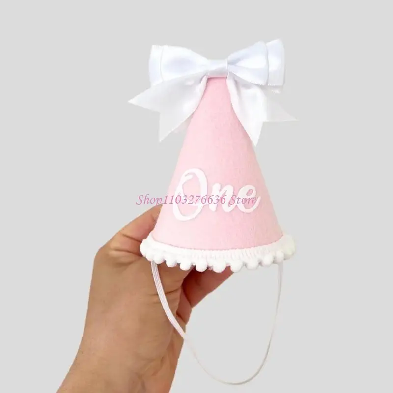 Sombrero bebé para cumpleaños con lazo y tejido suave - imagen 2