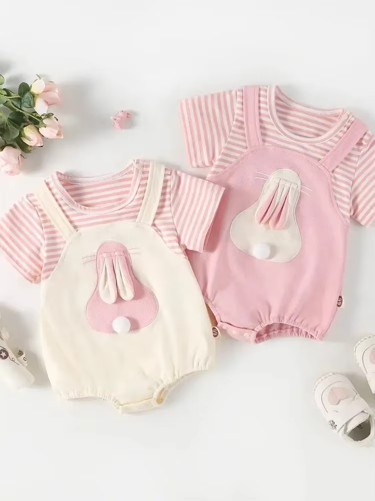 Body bebé niña rayas conejito estilo coreano verano 2026 - imagen 3