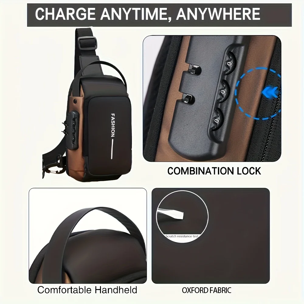 Bolso bandolera hombre multifuncional con cierre seguro para ciclismo - imagen 5