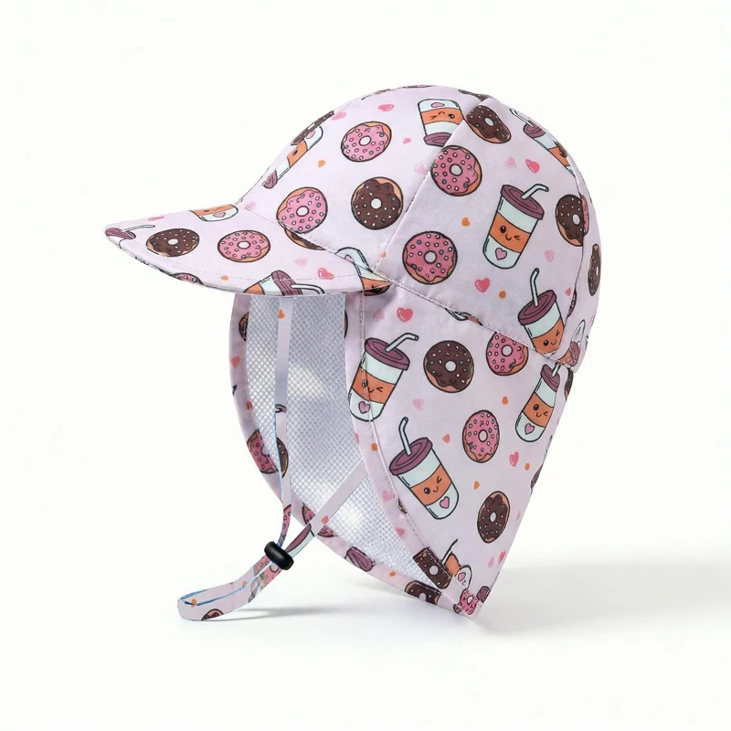 Gorro bebé protección solar con cuello, estilo verano - imagen 5