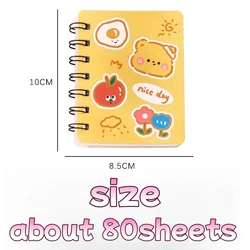 Cuaderno espiral A7 con oso crema, páginas en blanco para estudio