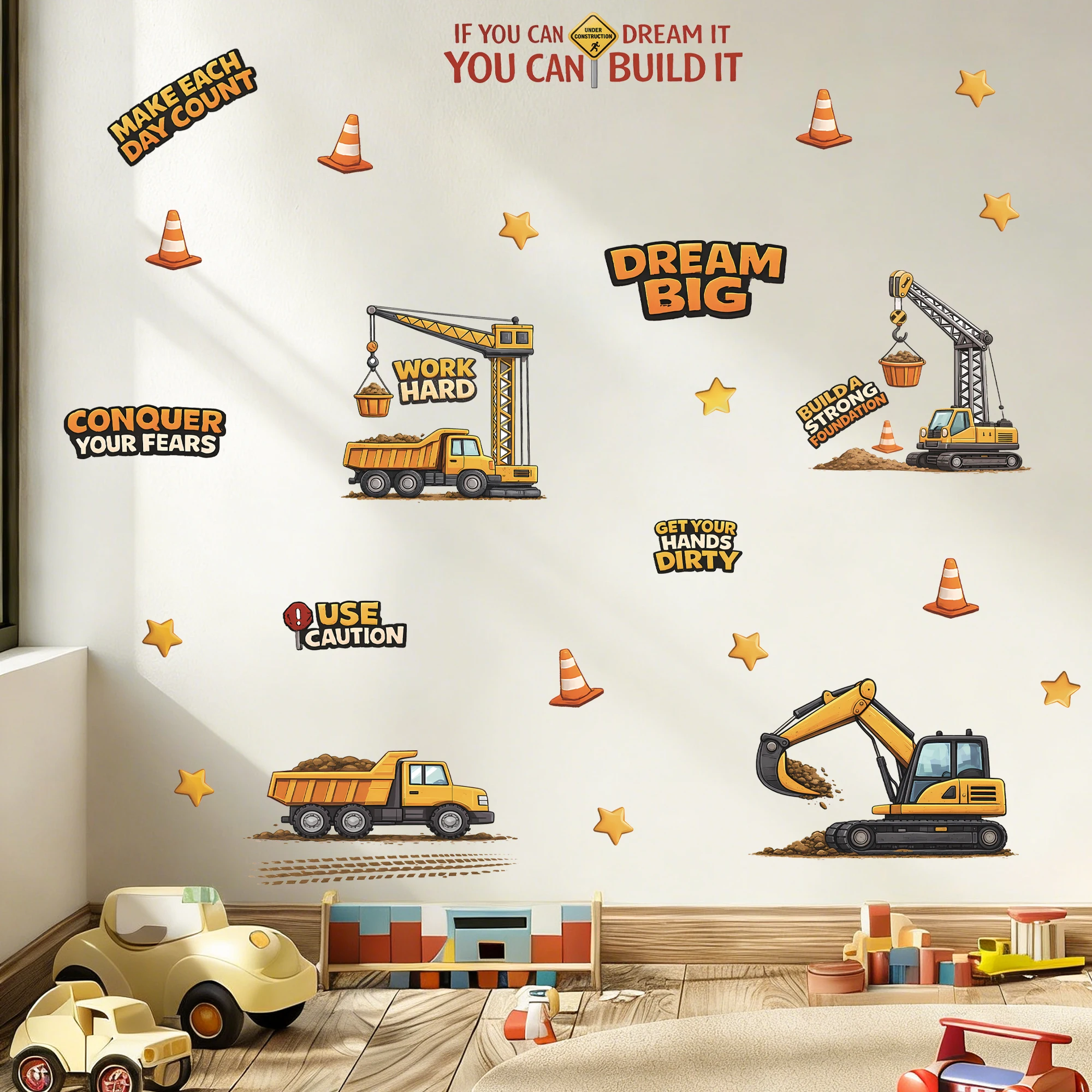 Pegatinas de pared desmontables: excavadora y camión volquete - imagen 3