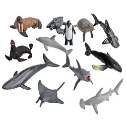 Figuras de animales marinos educativas: tiburón, delfín y pingüino