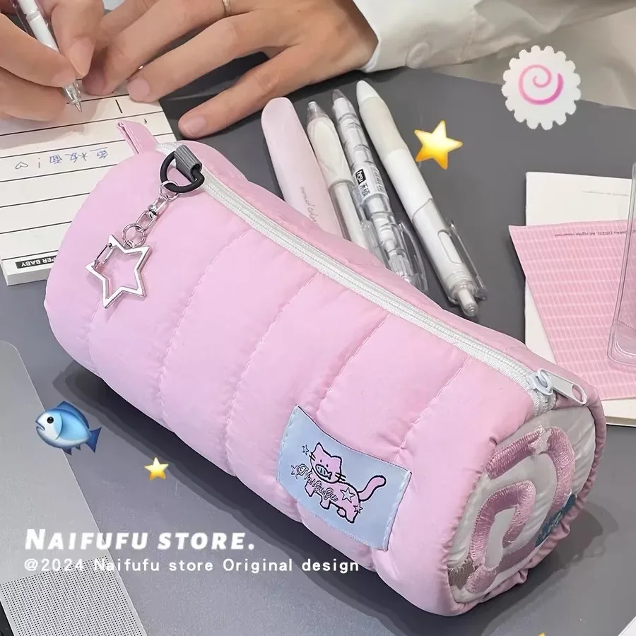 Estuche escolar infantil rosa Kawaii con capacidad para lápices
