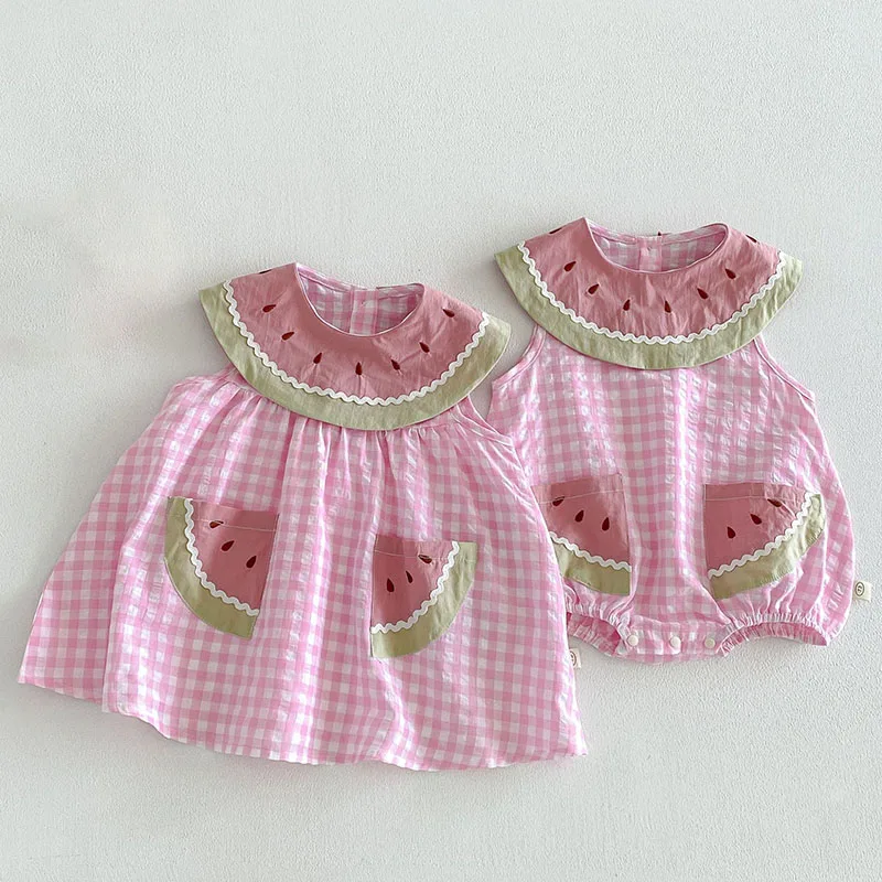 Vestido de verano sin mangas para bebé con estampado de sandía - imagen 3