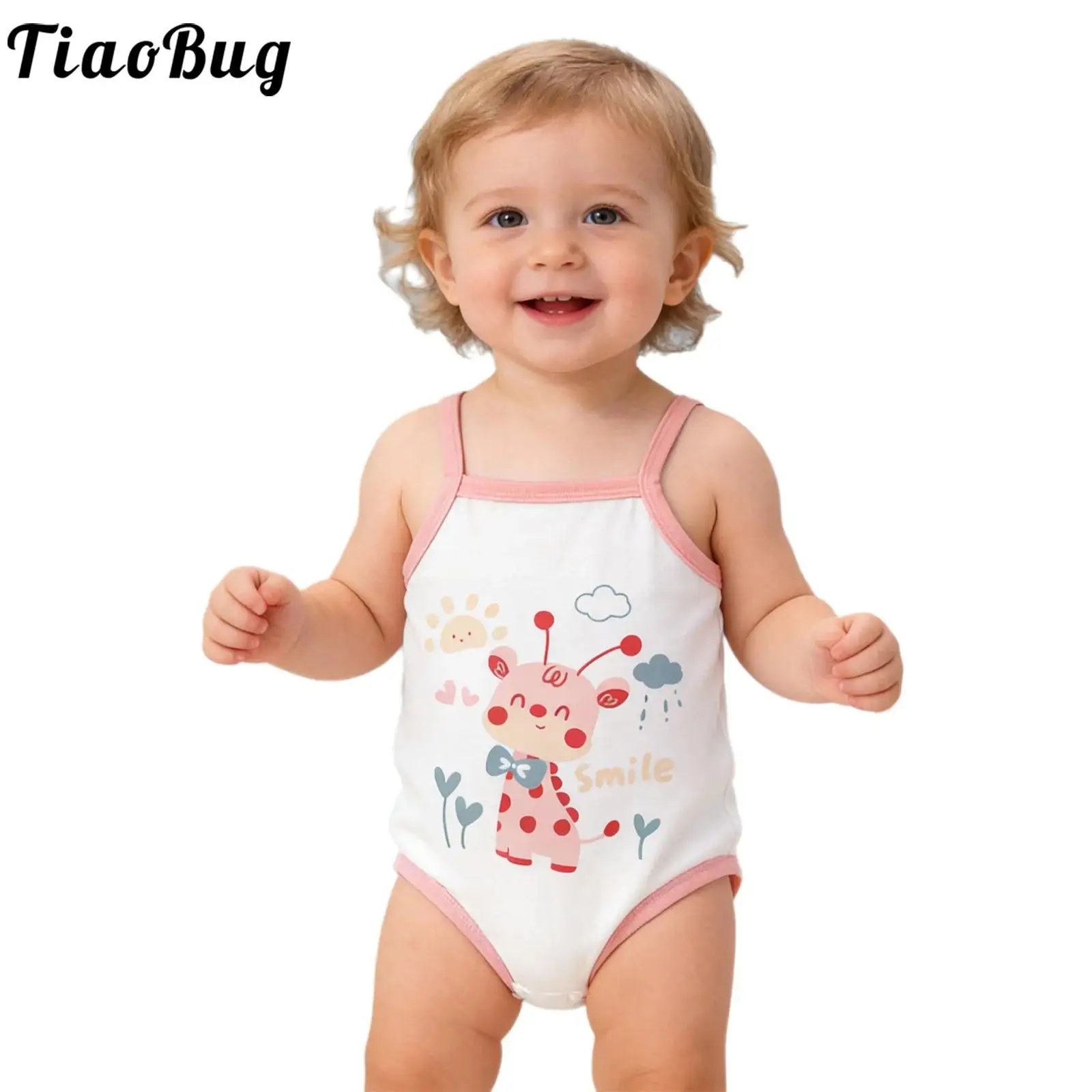 Pelele de algodón para niña con estampado de dibujos - imagen 4