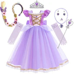 Vestido Rapunzel para niña – Tul de princesa con lentejuelas