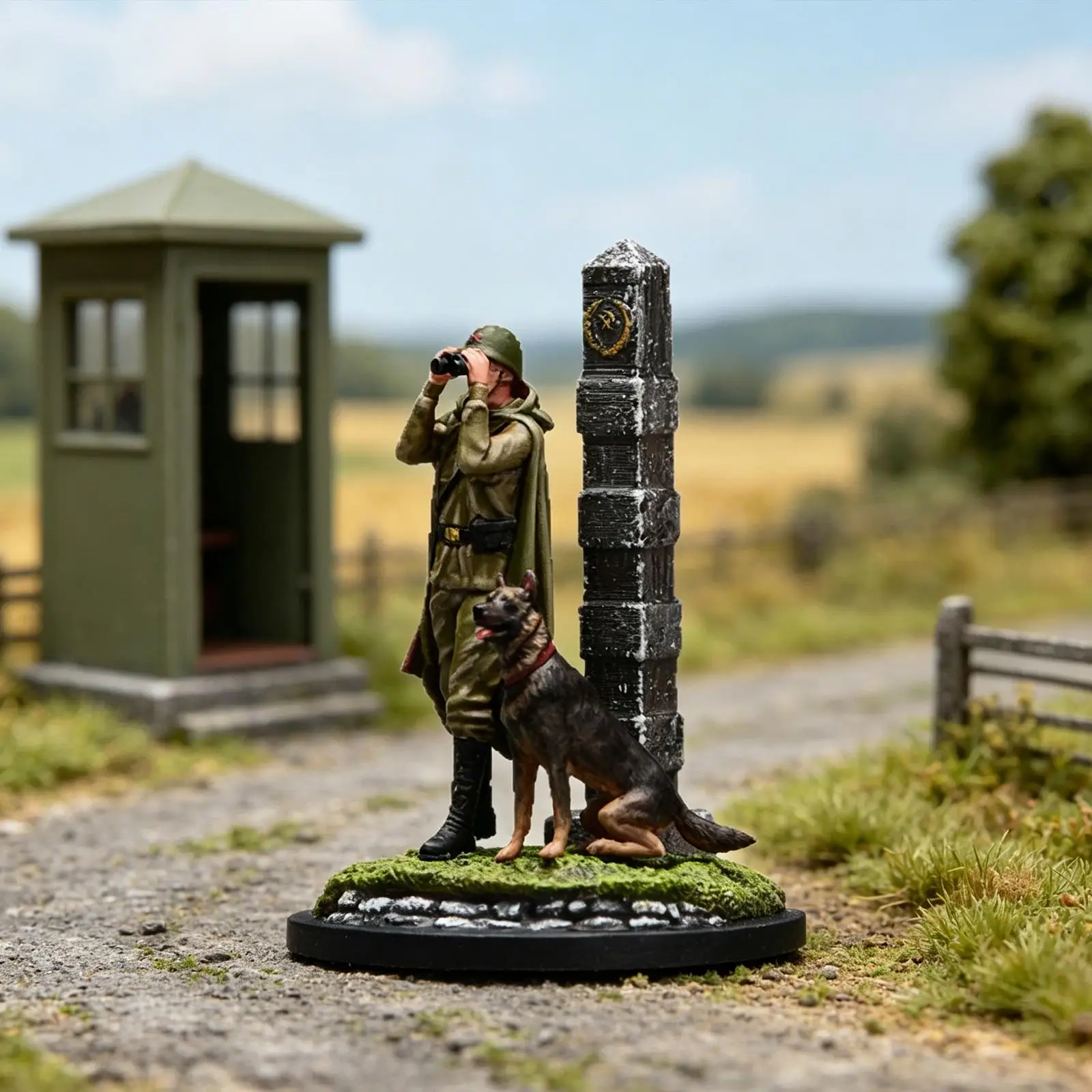 Figuras de tren para dioramas: hombre y perro pintados - imagen 3