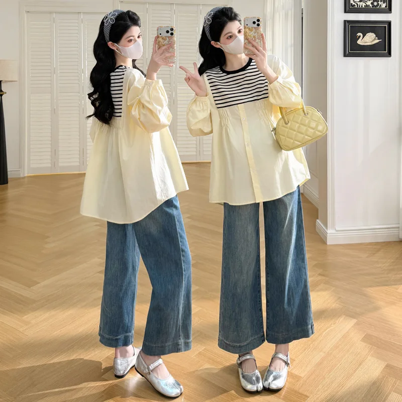 Camisa premamá de entretiempo con capas – Estilo moderno