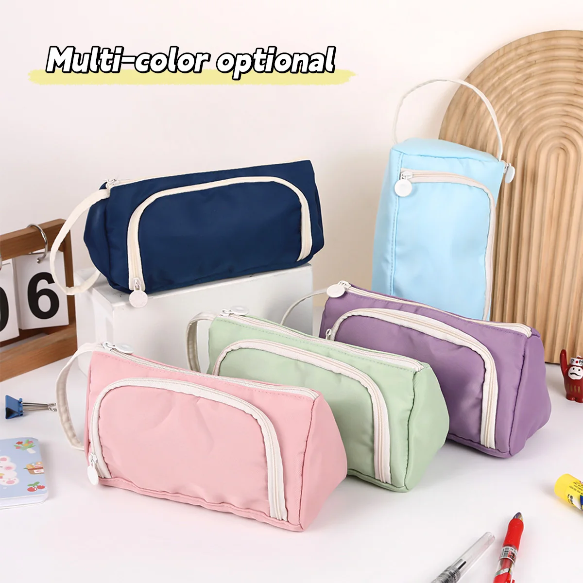 Bolsa de lápices escolar Kawaii con ventana oblicua - imagen 2