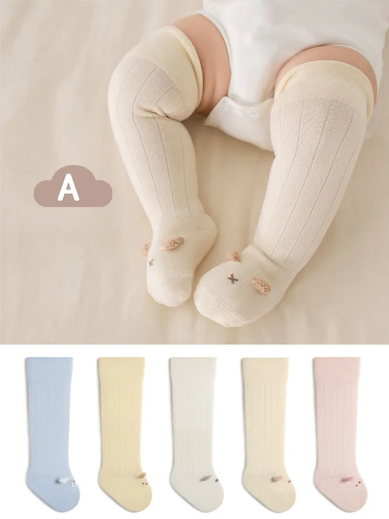 Calcetines altos de algodón para bebés con rayas y dibujos primavera - imagen 5