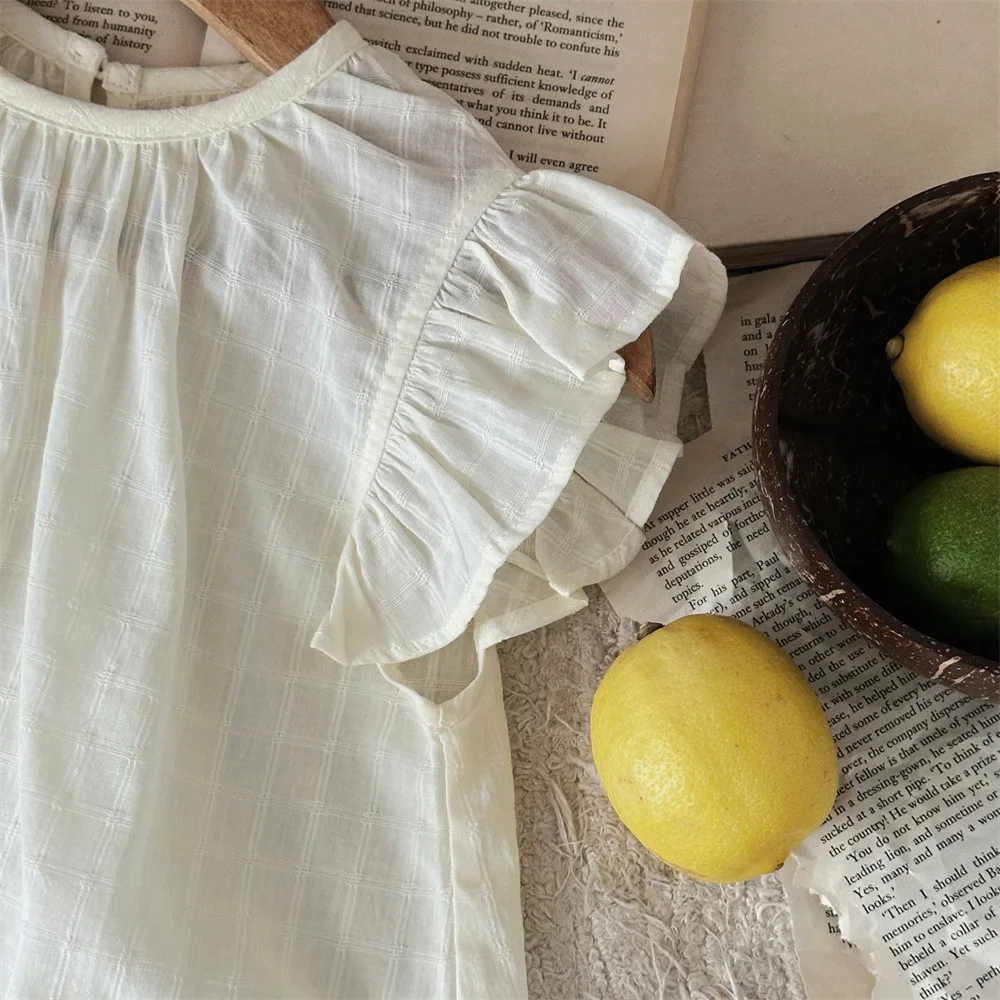 Camisa de verano para niña con manga acampanada estilo básico - imagen 4