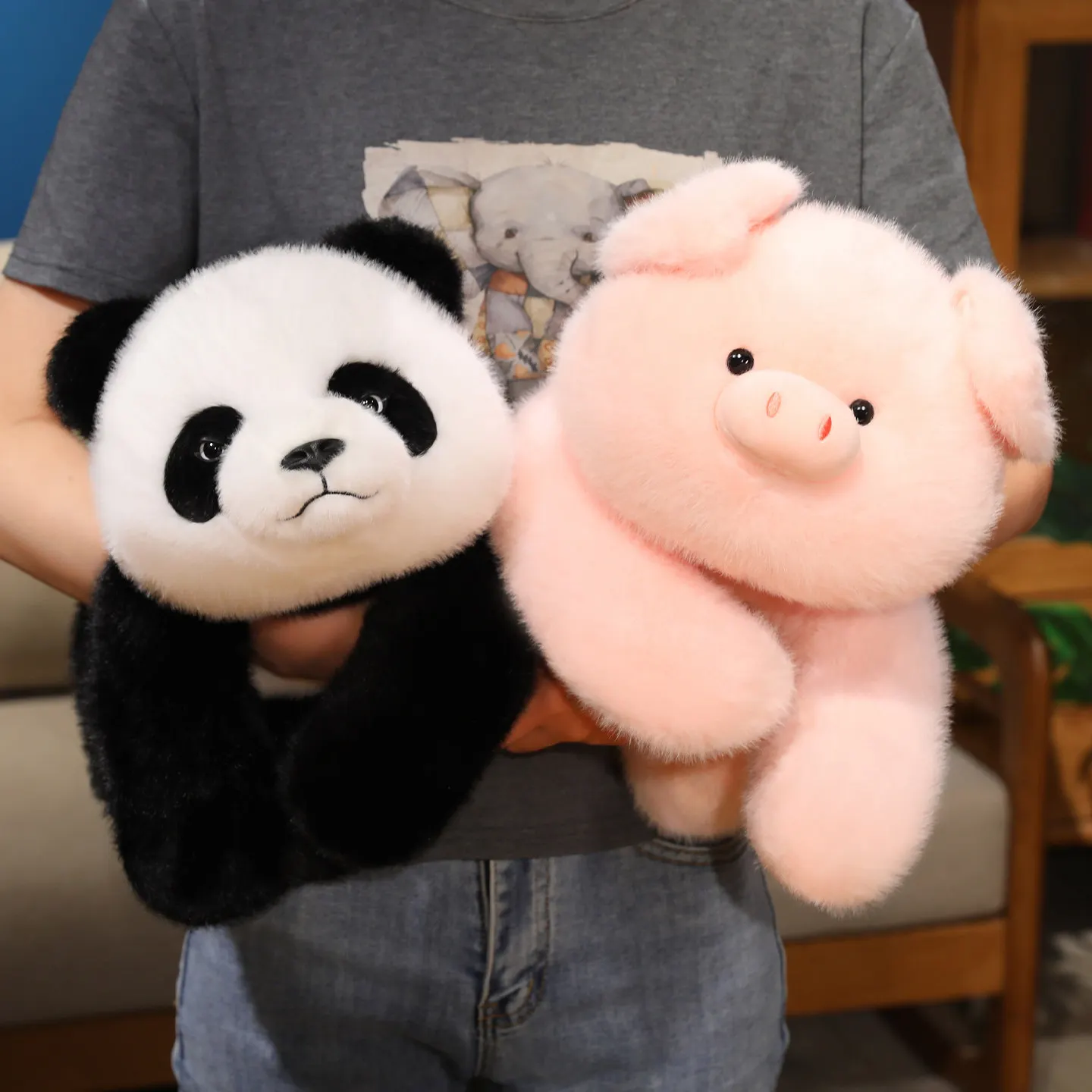 Peluche panda rosa suave y ponderado con peso acolchado para bebé - imagen 5
