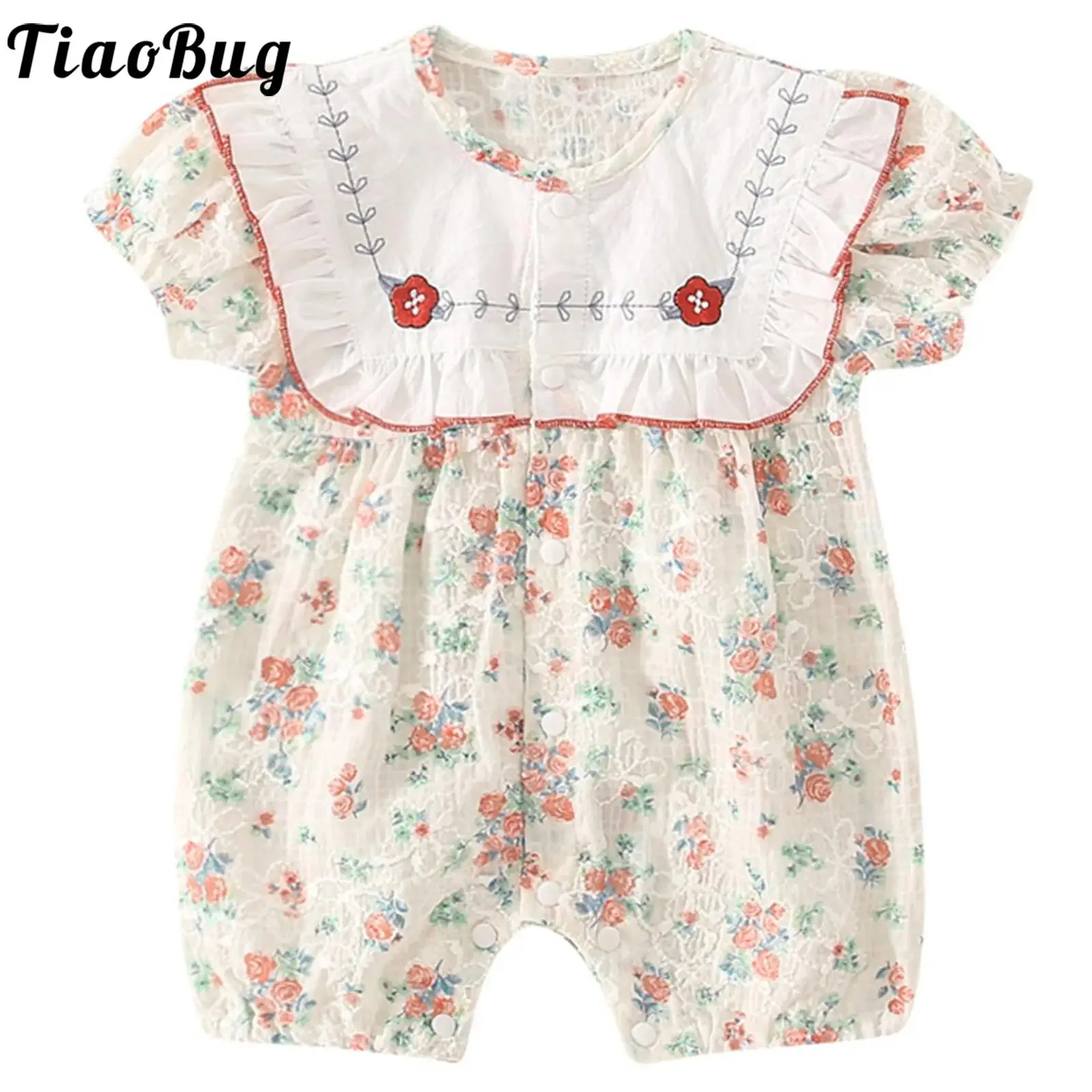 Mono rompero floral con botones para bebé niña