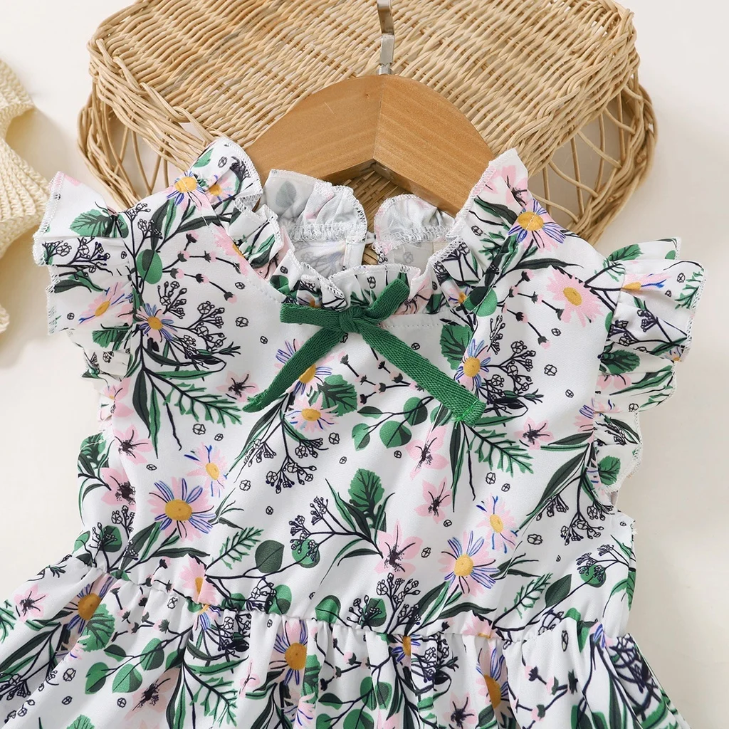 Vestido floral sin mangas para niños pequeños – Estilo retro línea A - imagen 2