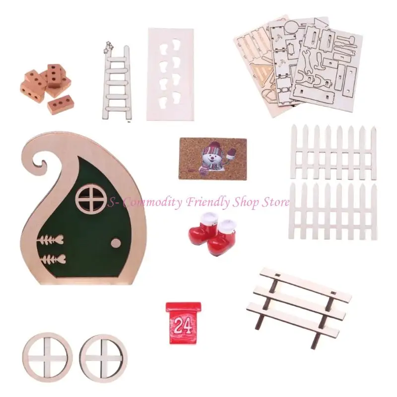 Accesorios para casas de muñecas navideñas: juego educativo puertas - imagen 2