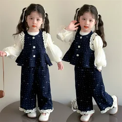 Conjunto de primavera para niña con lazo y manga larga