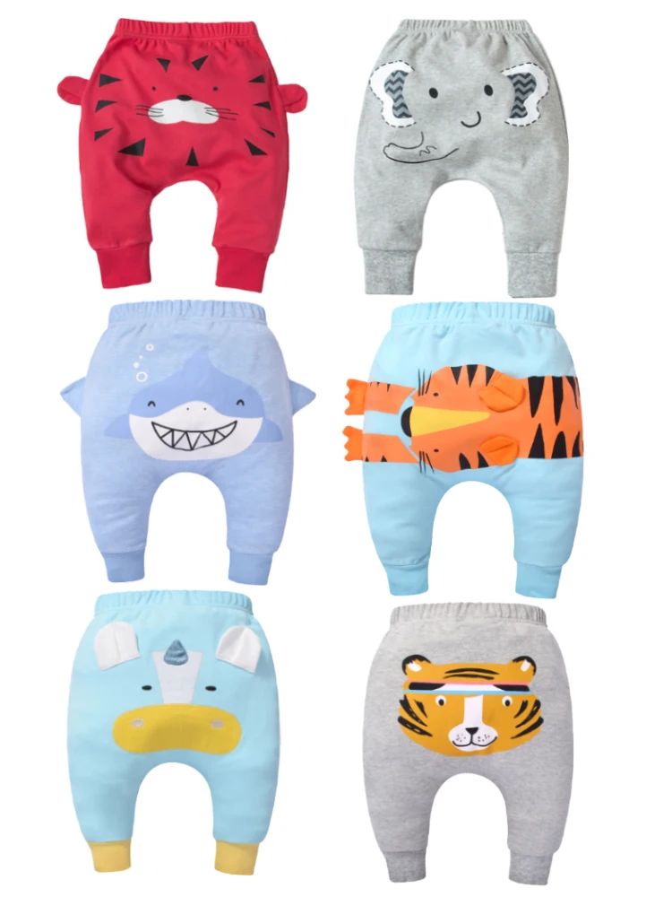Pantalones elásticos de algodón con estampado de animales pequeños