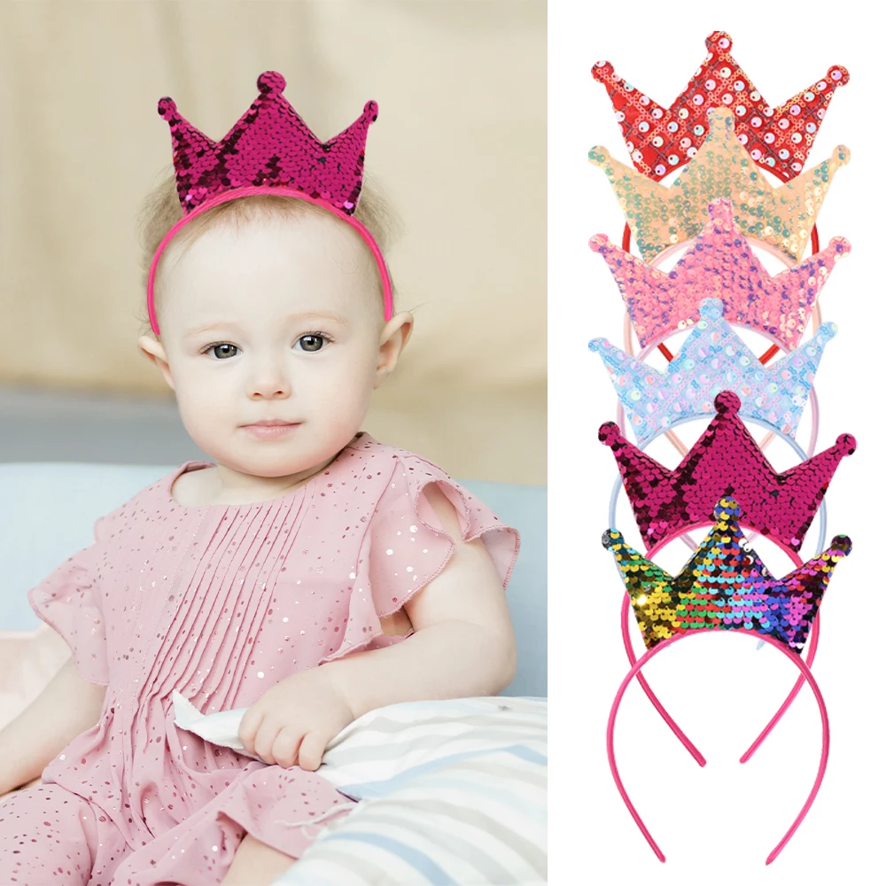 Diadema de lentejuelas para niña – Corona brillante de fiesta