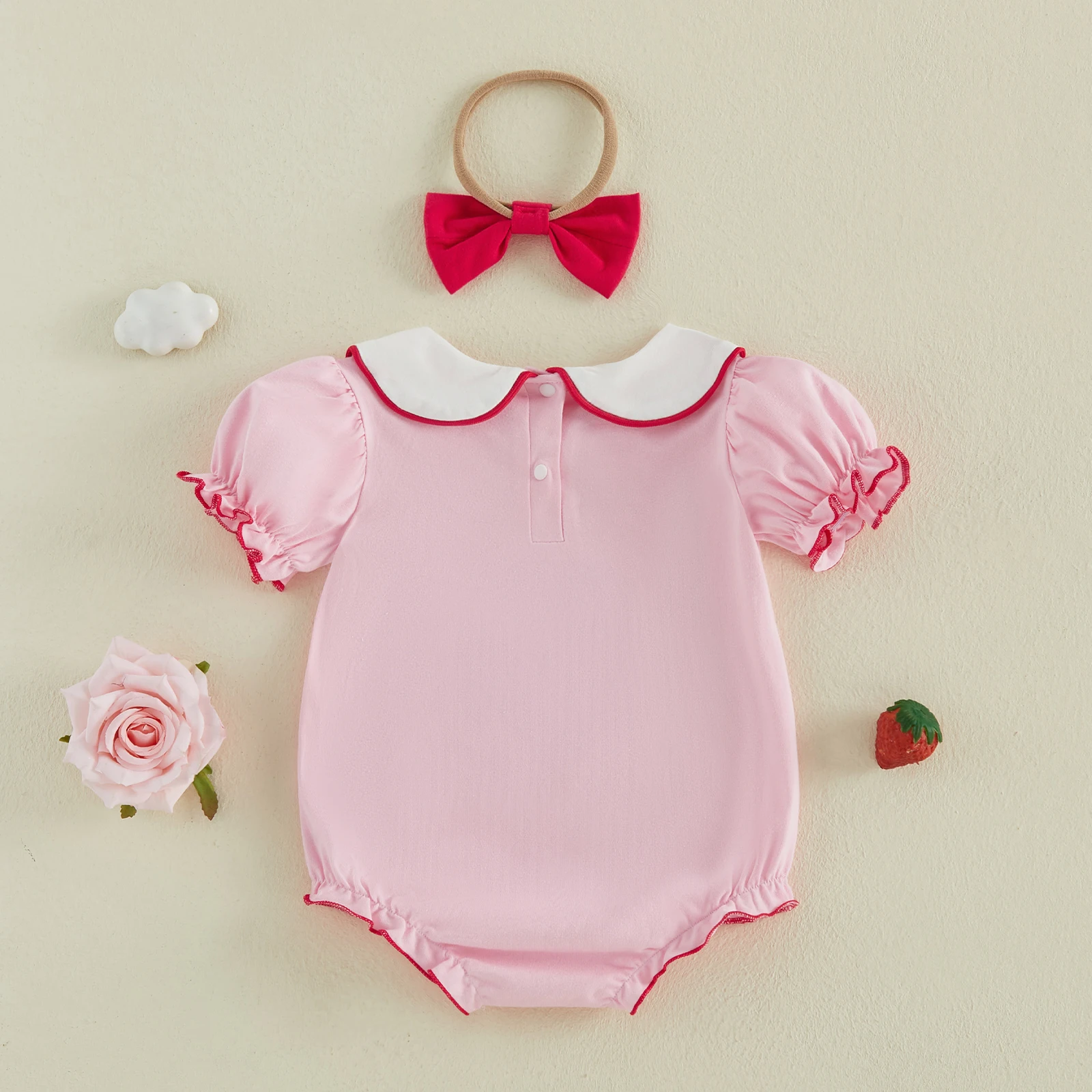 Conjunto bebé recién nacido verano con body manga estampado fresa