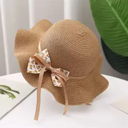 Sombrero de paja de ala ancha para niños con protección UV - Verano