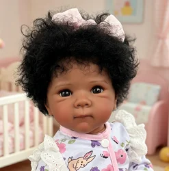 Muñeca Reborn Bettie Girl realista de vinilo con cabello rizado