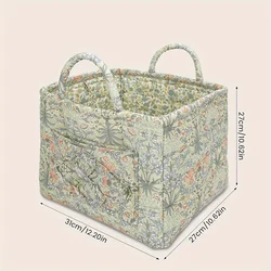 Bolsa de pañales acolchada floral rústica para guardar juguetes