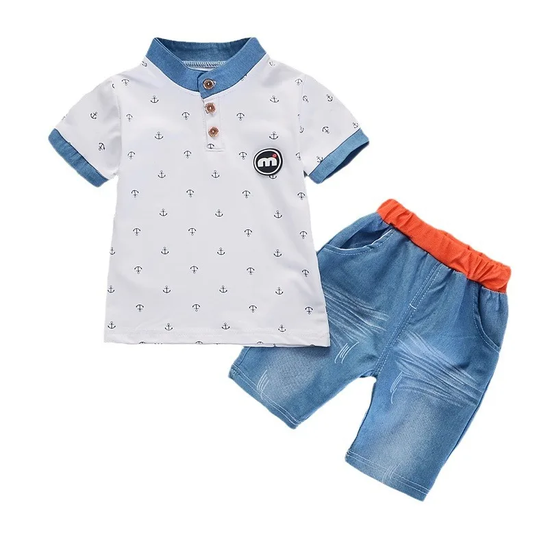 Ropa de verano bebé niño conjunto camiseta pantalón corto - imagen 2