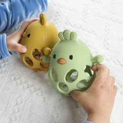Guantes mordedores en silicona con forma de pollito para bebé