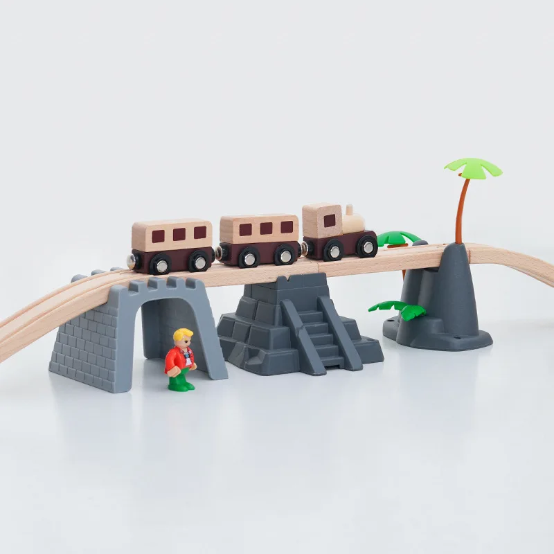 Accesorios de vías de tren de madera para juguetes ferroviarios - imagen 2
