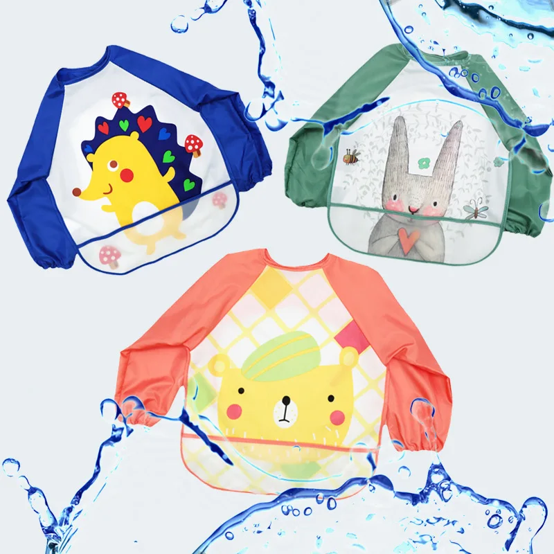 Babero impermeable manga larga con animales bebé – EVA antisuciedad - imagen 5