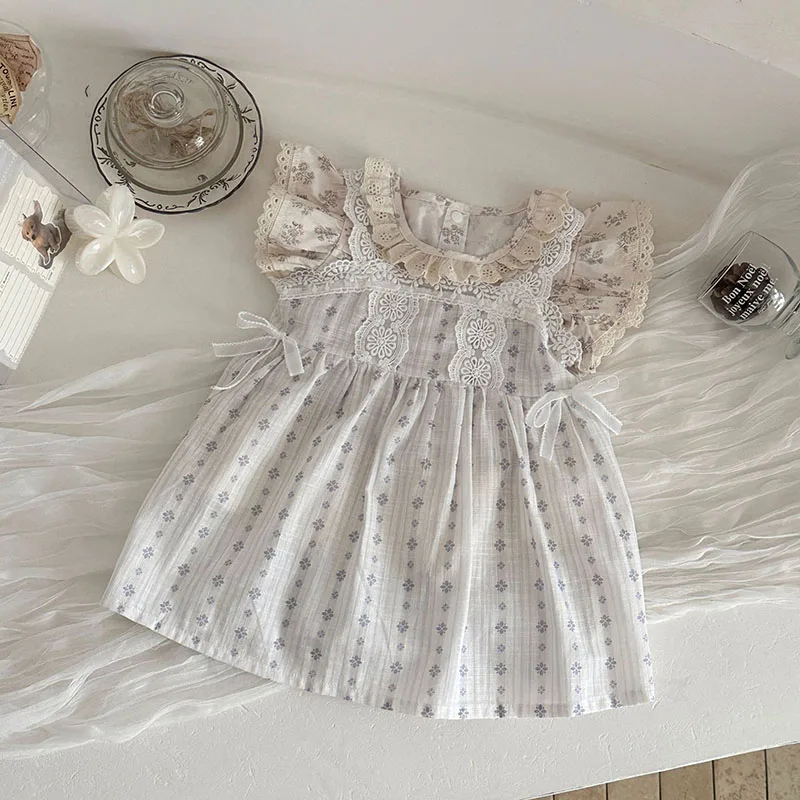 MILANCEL Camisa de verano para bebé con encaje floral, holgada y fina