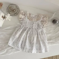 MILANCEL Camisa de verano para bebé con encaje floral, holgada y fina