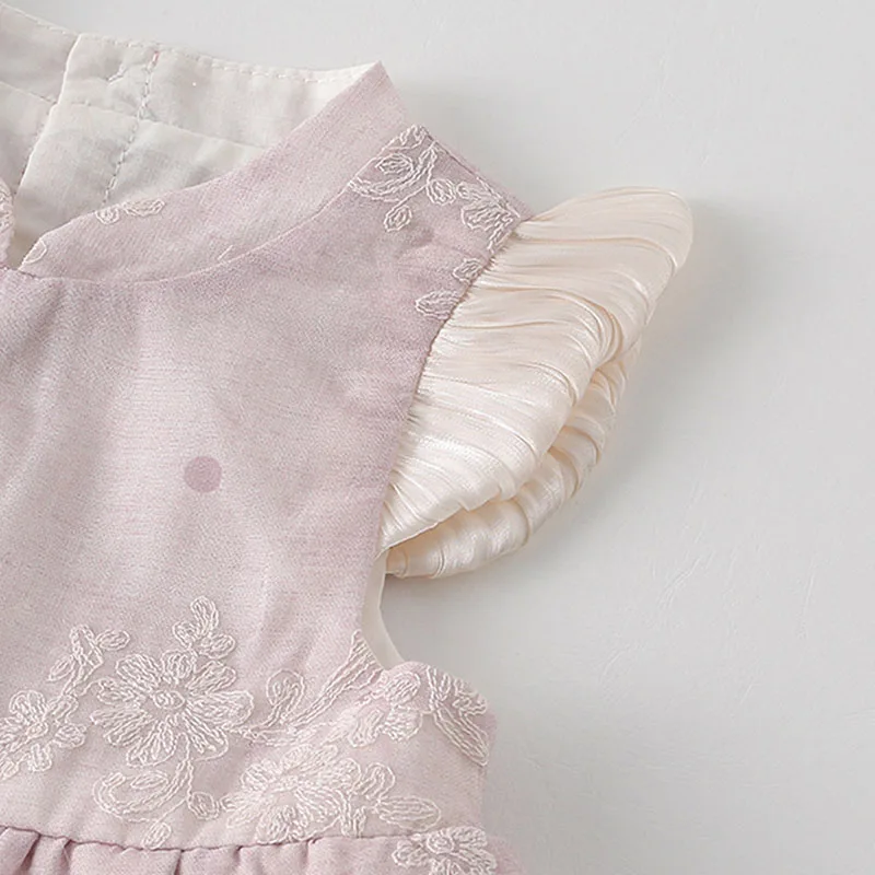 Vestido de bebé niña sin mangas con bordado floral para verano - imagen 2
