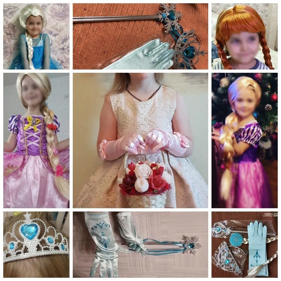 Peluca trenzada estilo Elsa con accesorios de cristal