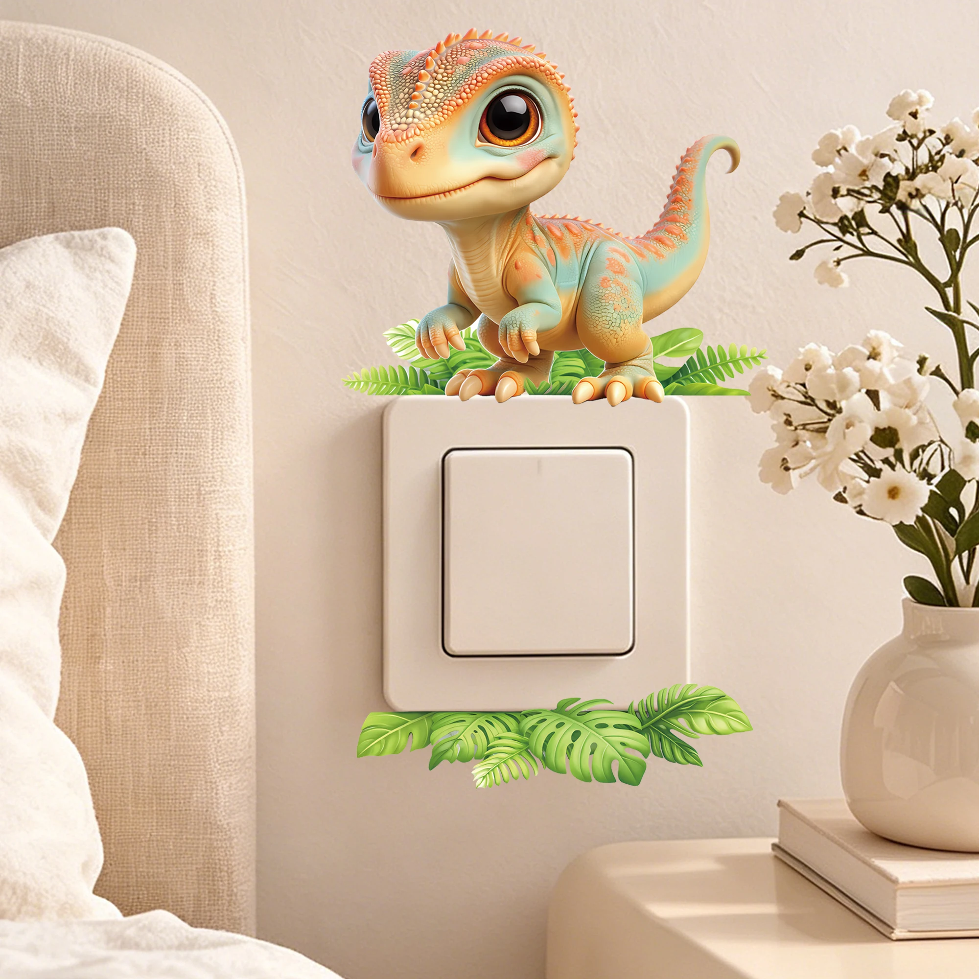 Vinilo decorativo 3D para interruptor de luz con dinosaurio - imagen 3