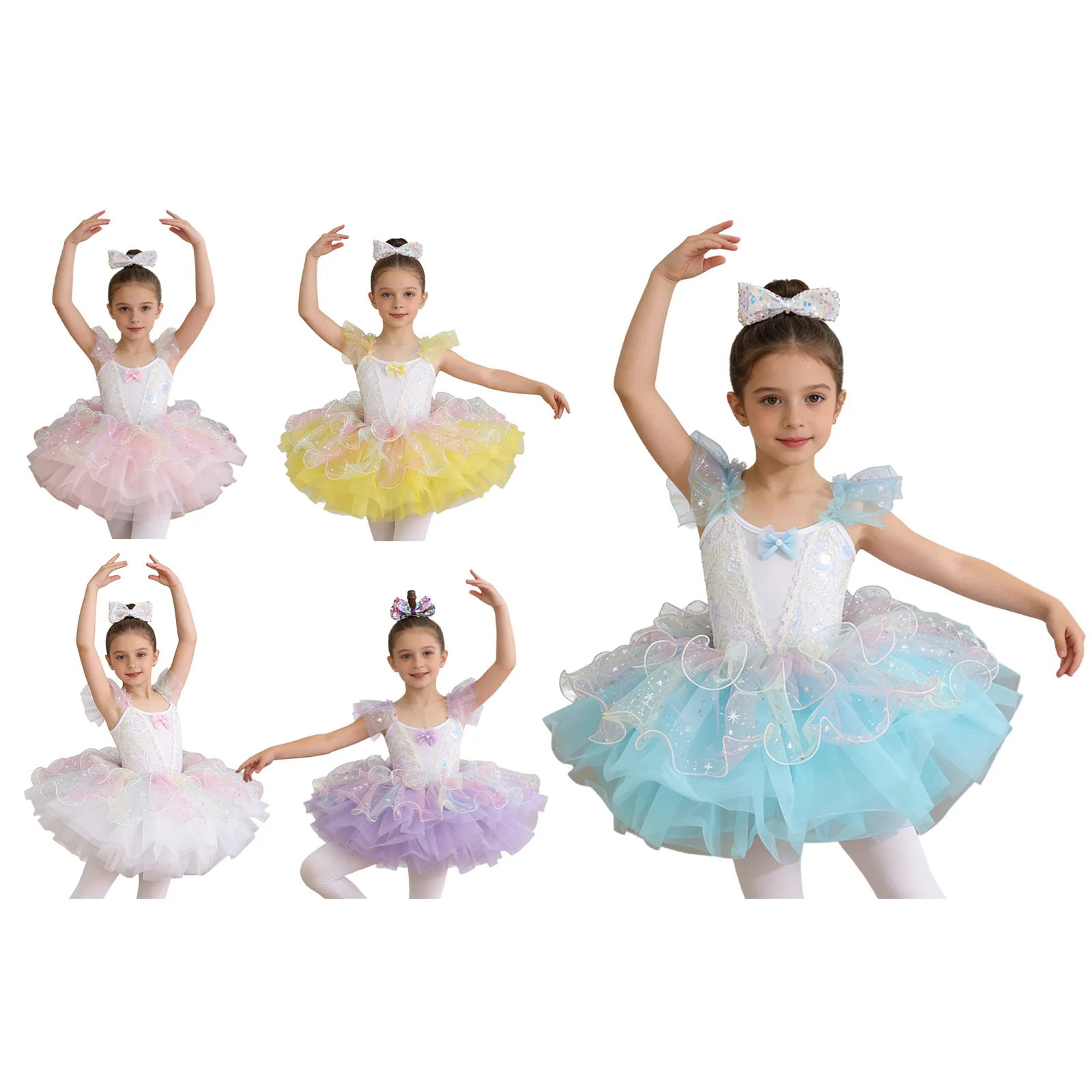 Vestido de ballet infantil con tul y lentejuelas para niñas - imagen 2
