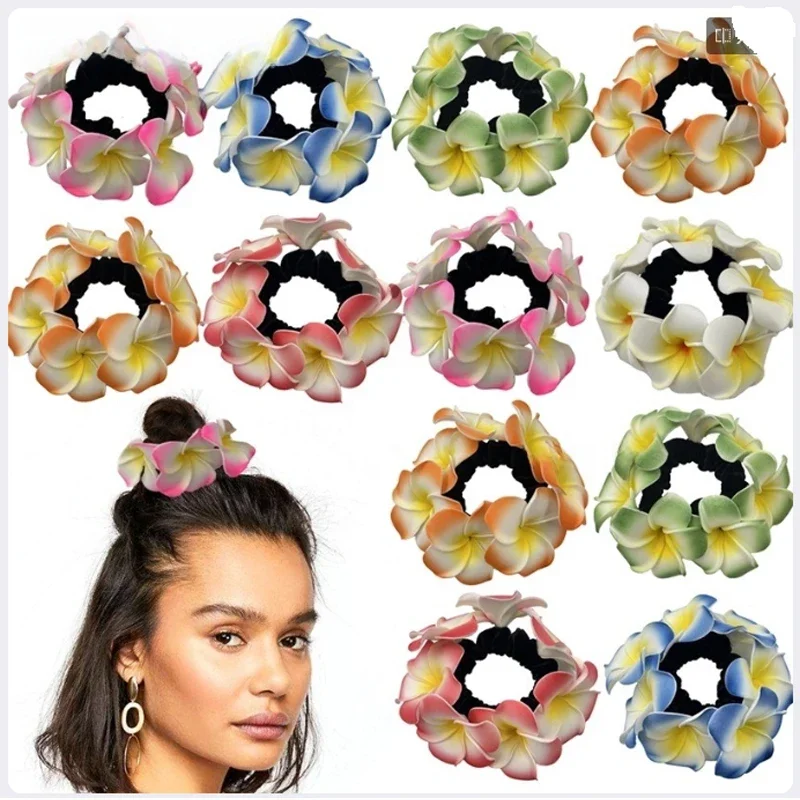 Gomas de pelo infantil con flores tropicales para niña