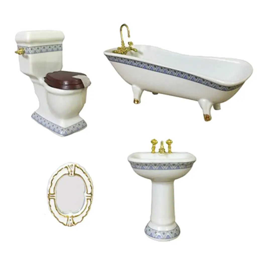 Muebles de baño cerámica casa muñecas - vista frontal