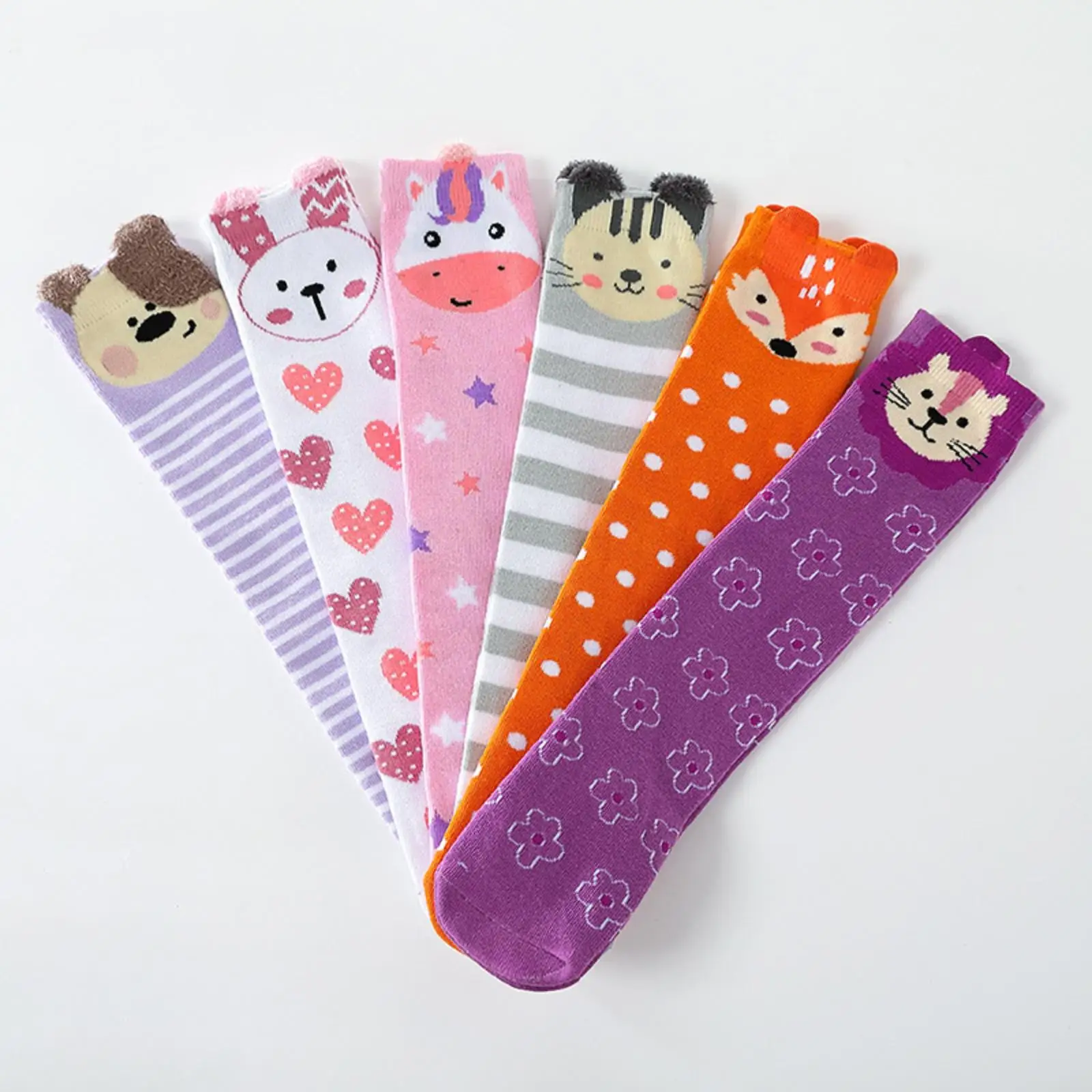 Calcetines altos en algodón suave con estampado de animales para niñas - imagen 3